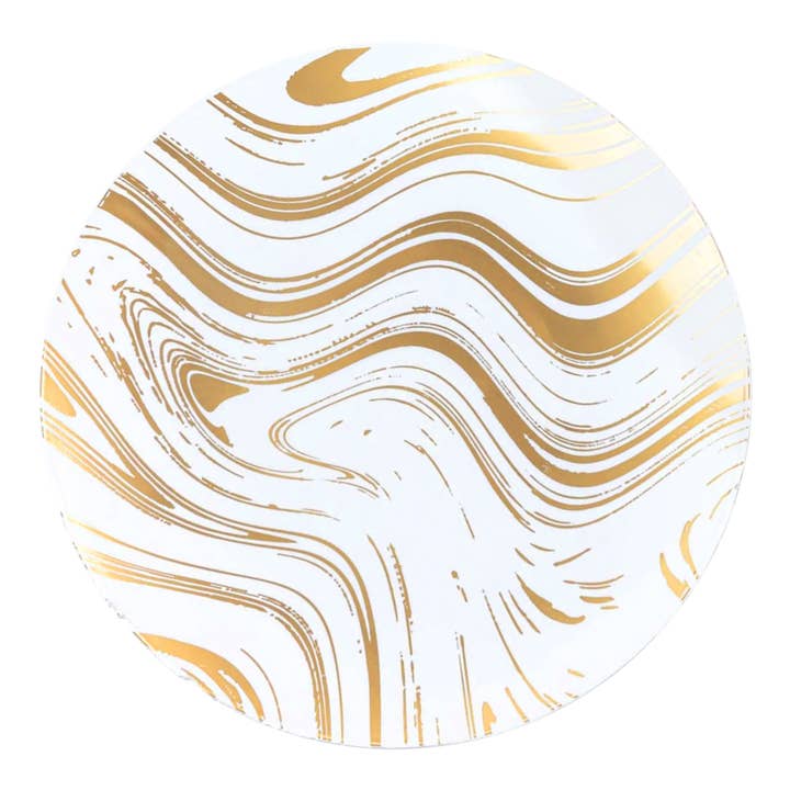 10,25" Hvide med Guld Bølger Plast Middagstallerkener - 10 stk for engroshandel hos Smarty had a Party