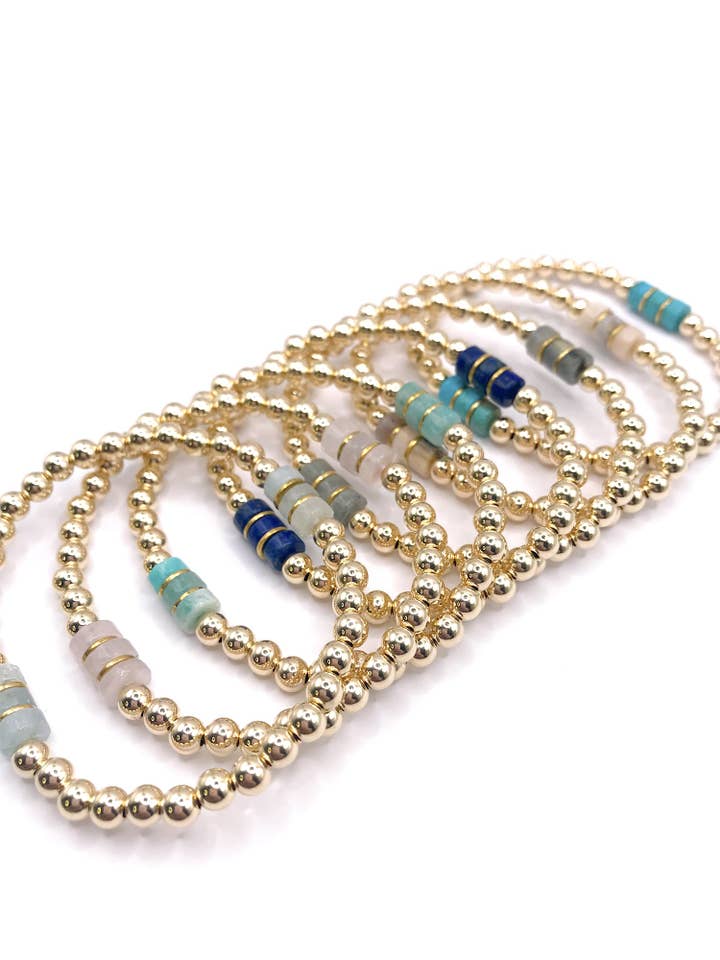 Pulseira elástica Gemini Handmade Handmade Handmade Gold, Grânulos Heishi por atacado de Kaylie Dawn Jewelry