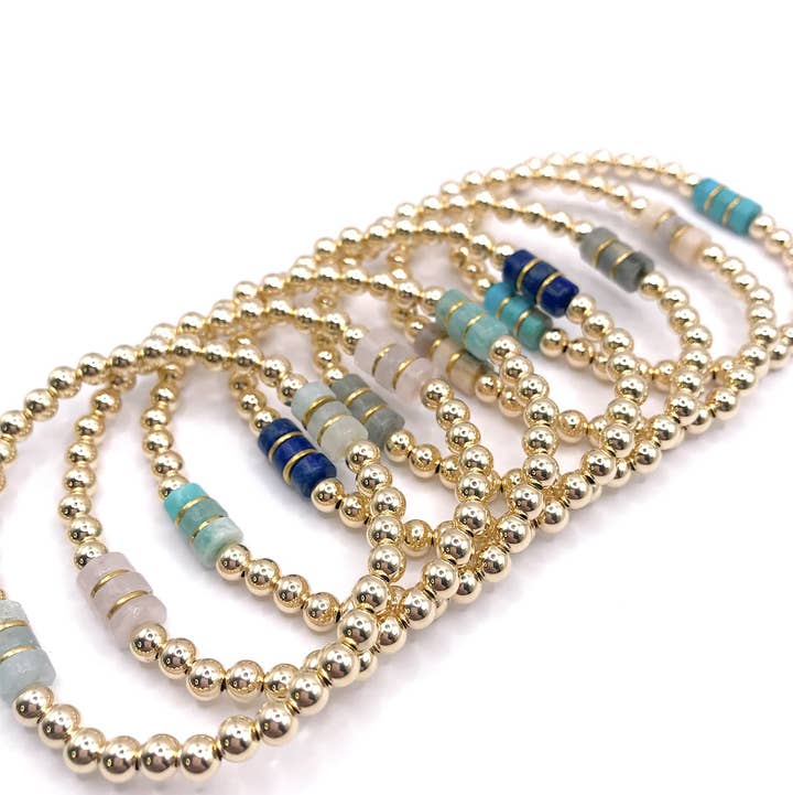 Kaylie Dawn Jewelry - Wholesale Beaded Bracelet - Gemini Handmade Gold Filled Stretchy Bracelet, Heishi Beads8