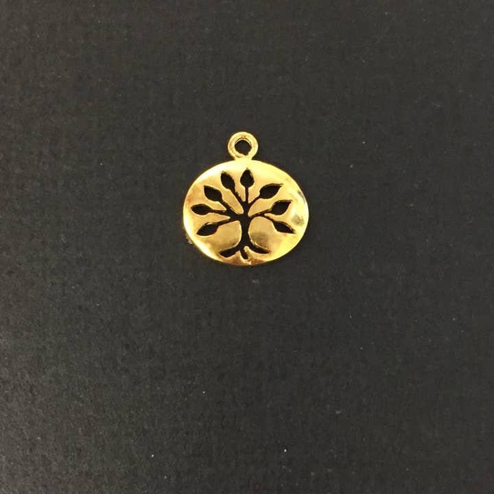 The Bead Bazaar - Wholesale Individual charm/pendant - 18K Small Gold Tree of Life Charm, Silver Nature Giving Tree Jewelry, Dainty Tree of Life Charm For Jewelry Making, Bulk Wholesale Charm5