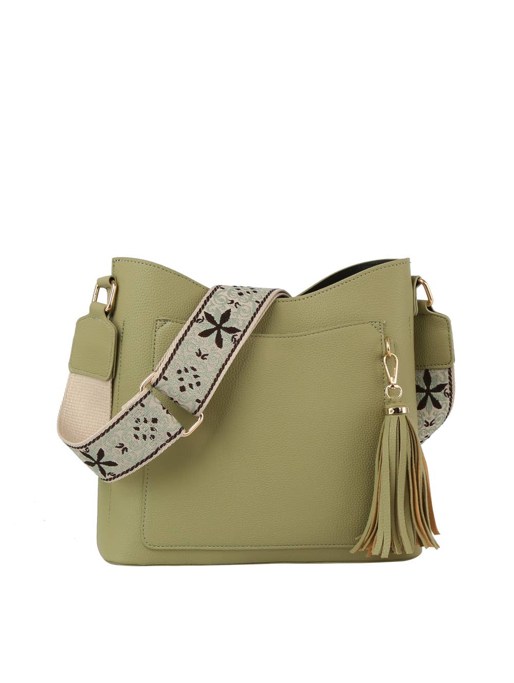 HR CORP - Venta al por mayor Bolso con correa - Mujer - Correa de Guitarra Calin con Bolsillo Frontal y Borla Cruzada7