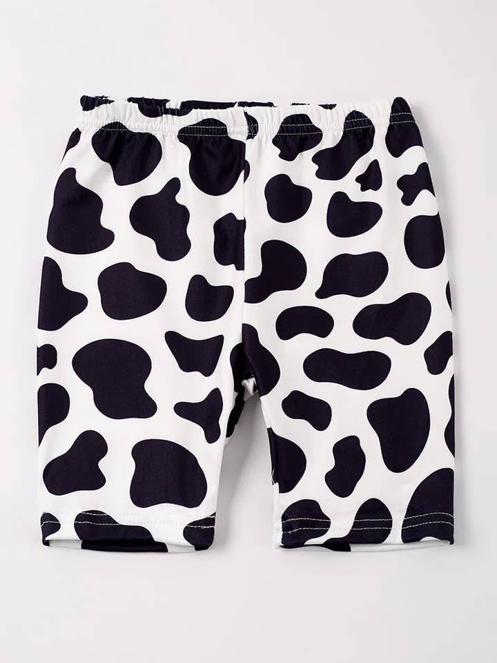 Cow Print Biker Shorts for wholesale by Salt Threads Boutique