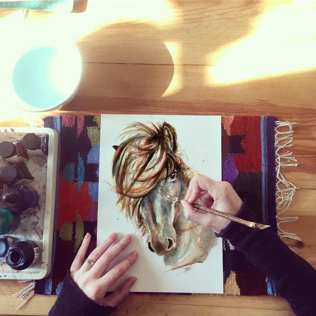 Kate Moby - Wholesale Art Print - Inky Horse Luxury Giclee Unframed Print1