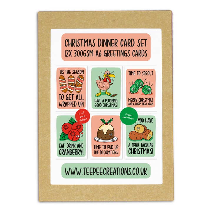 Christmas Dinner 12x A6 Card Set for wholesale by TeePee Creations