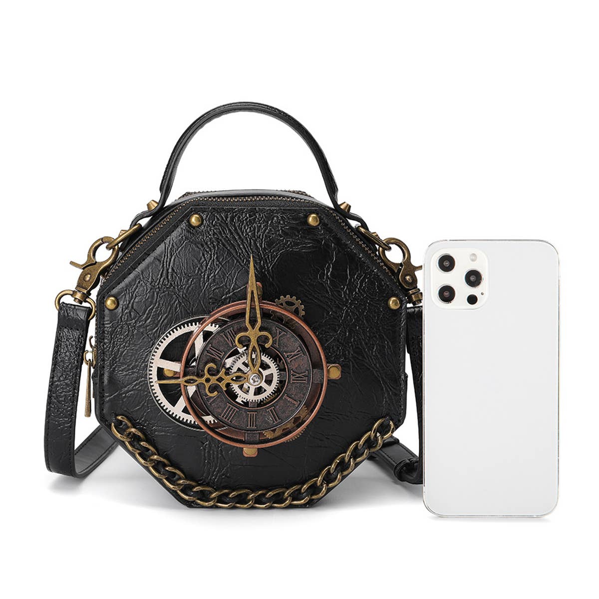 Black HALLOWEEN RETRO STEAMPUNK BAG SHOULDER BAG_CWAB0633 for wholesale on Faire7