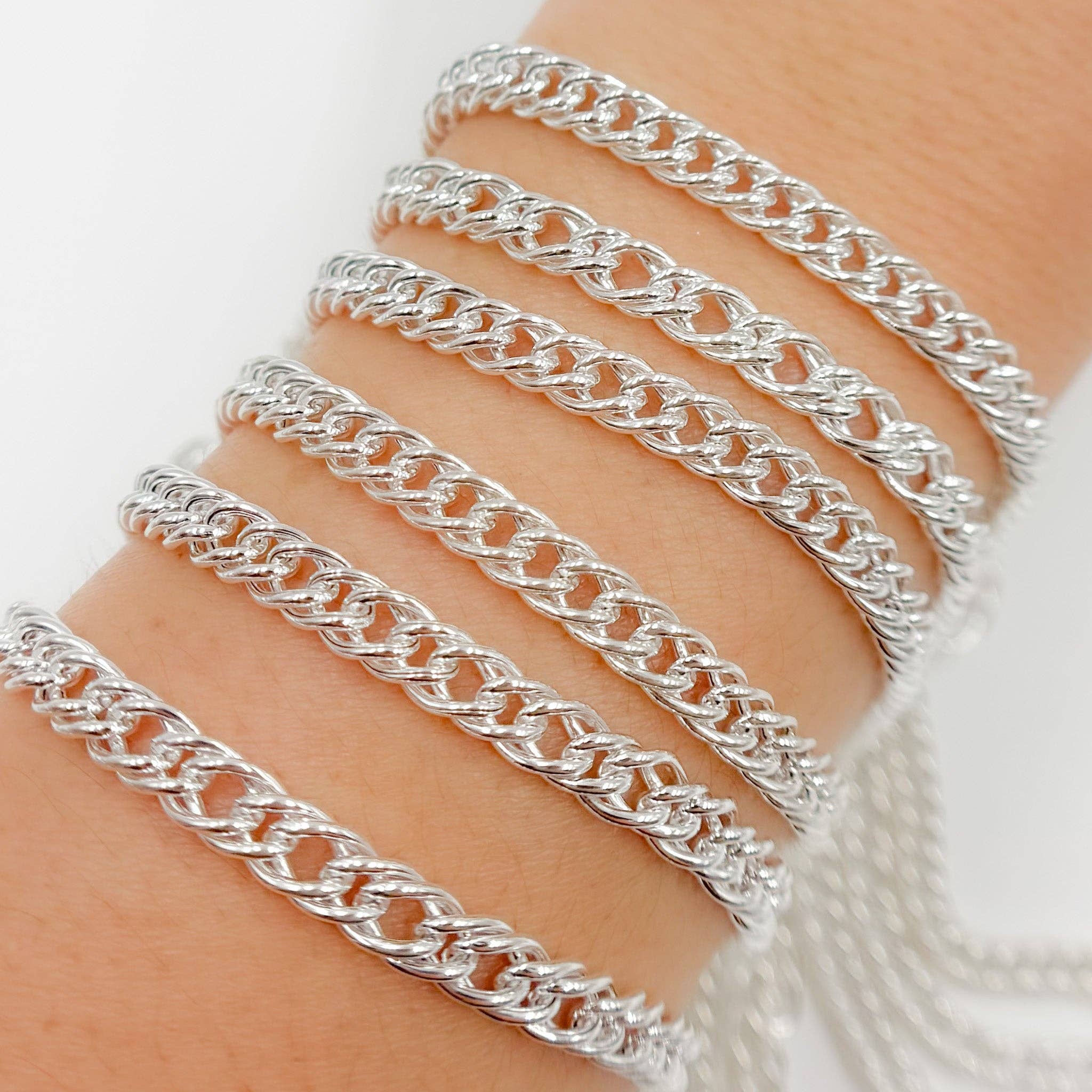 Jewels & Chains - Wholesale Link & Chain Necklace - V35SS. Sterling Silver Double Curb Chain0