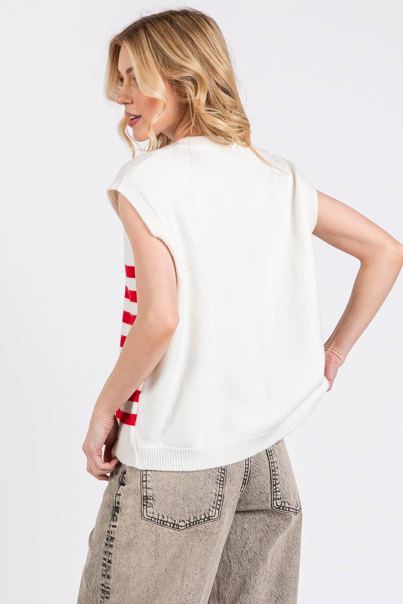 Sewn and Seen - Vendita all'ingrosso Maglione smanicato - Donna - GILET CON BANDIERA AMERICANA DEL 4 LUGLIO17