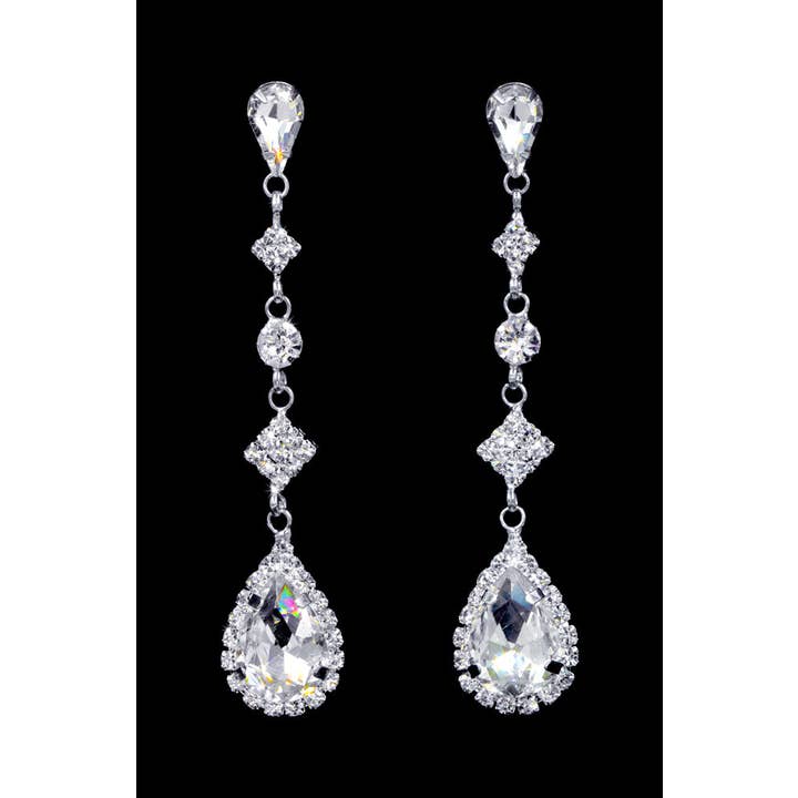 Bridal Store Jewelry – Engroshandel Hængeøreringe og creoløreringe – #16920 - Diamond tåre dråbe øreringe - 2,75"