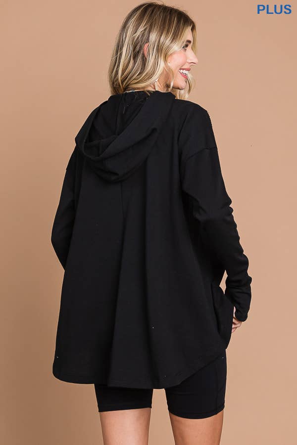 Culture Code - Vente Haut en maille – femme - CFH1935LX - HAUT À CAPUCHE ÉVASÉ SURDIMENSIONNÉ AVEC OURLET HAUT ET BAS2