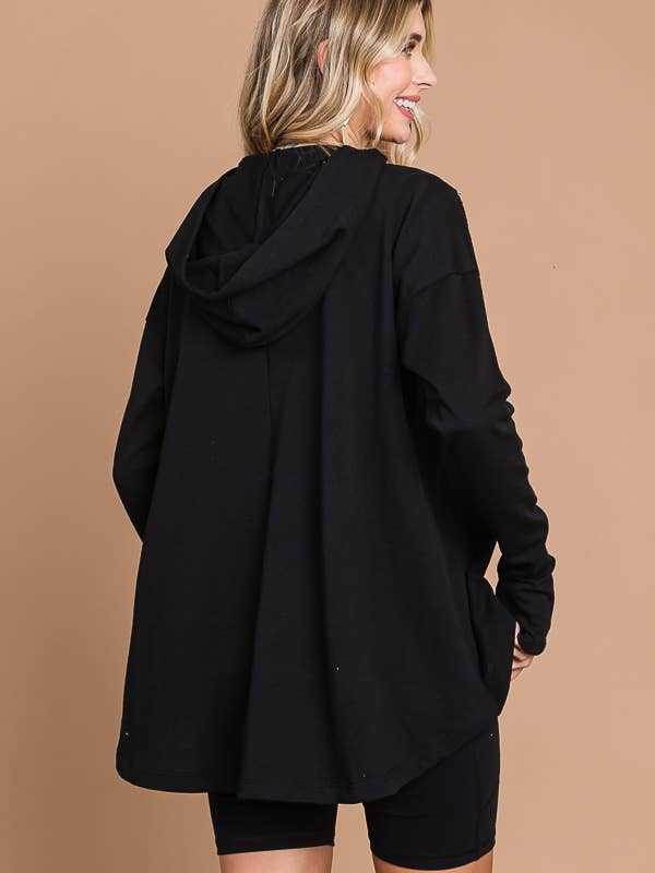 Culture Code - Vente Haut en maille – femme - CFH1935LX - HAUT À CAPUCHE ÉVASÉ SURDIMENSIONNÉ AVEC OURLET HAUT ET BAS2