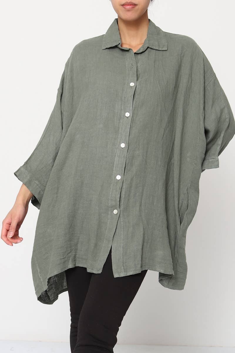 LÉA & LUC - Wholesale Button Down Shirt - Women's - 100% Linen Shirt REF. 285815