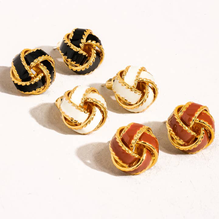 Flânerie by MAIQ - Wholesale Stud/Post Earrings - Astor 18K Gold Basket Weaved Ball Studs