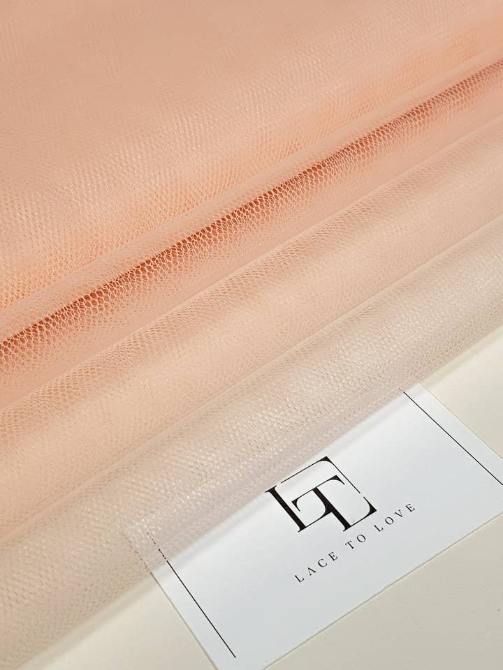 Salmon Pink Stiff Tulle Fabric: 59" / 150 cm Wide Dress Net for wholesale by Lace To Love