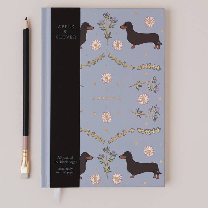 Hard Cover Sausage Dog Plain Paper Jounal for wholesale by Apple & Clover
