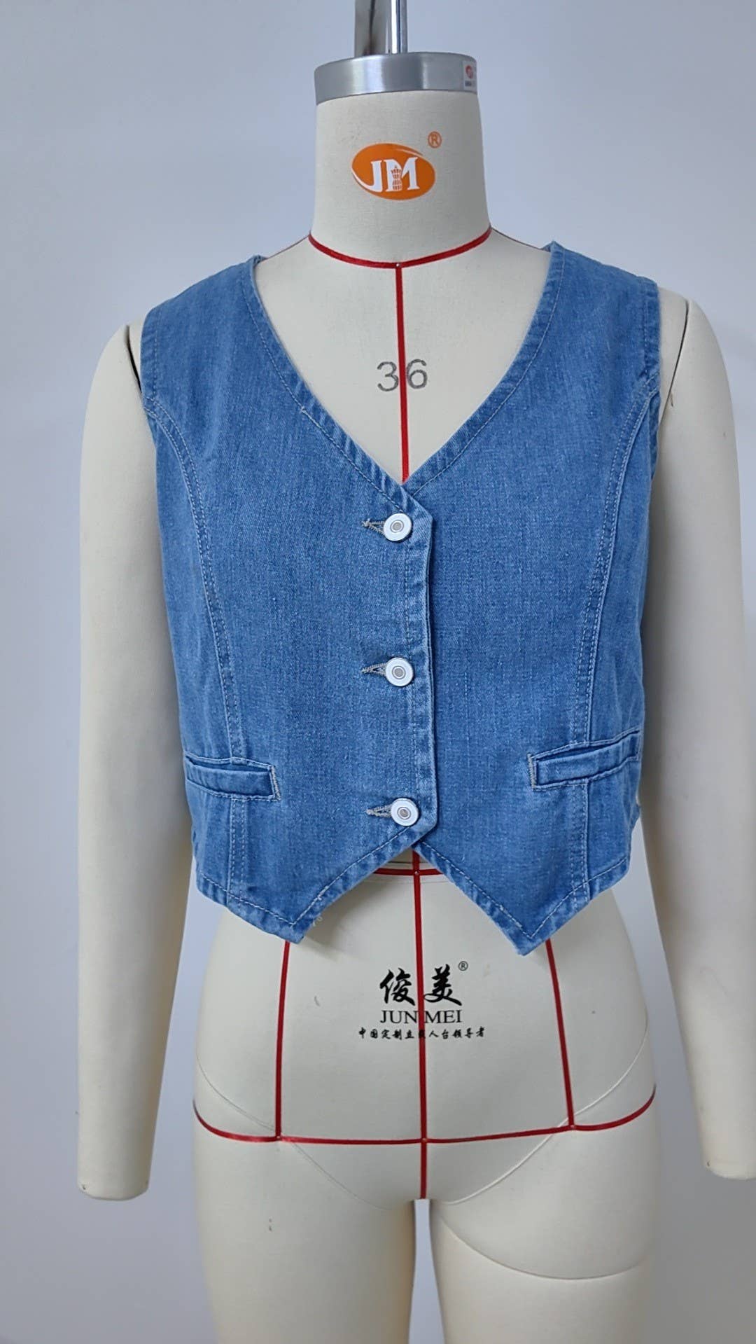 Hope & Sunshine - Wholesale Outerwear Vest - Women's - Washed Denim Vest Sleeveless Crop Top6