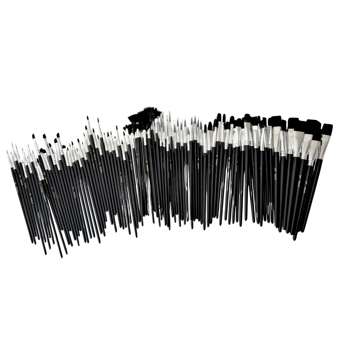 Nobel Arts - Wholesale Paint/Wax Brush - Nobel Value - 100 pcs Mixed Paintbrushes for Professionals3