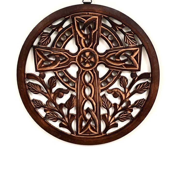 Wood Wall Hanging Celtic Cross 12" approx for wholesale by Vrinda