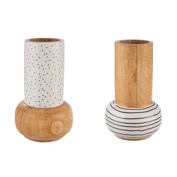 Black & White vase, set of 2, h. 19 cm for wholesale by Gilde Handwerk Macrander GmbH & Co. KG