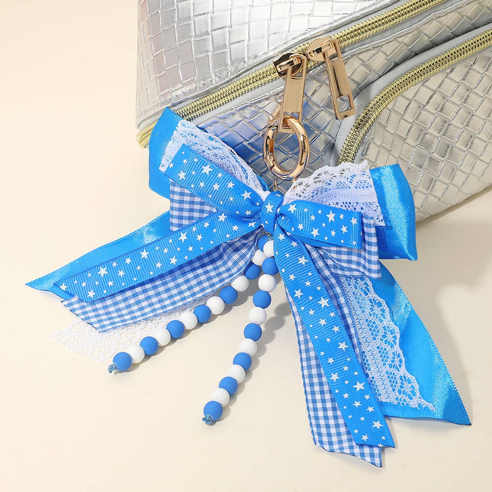 Sensibling Corp. - Wholesale Keychain - Women's - Game Day Theme Triple Layered Bow Bag Charm / Keychain0