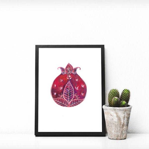 Pomegranate Illustration, Pomegranate Wall art, Pomegranate for wholesale by Yalda Workshop