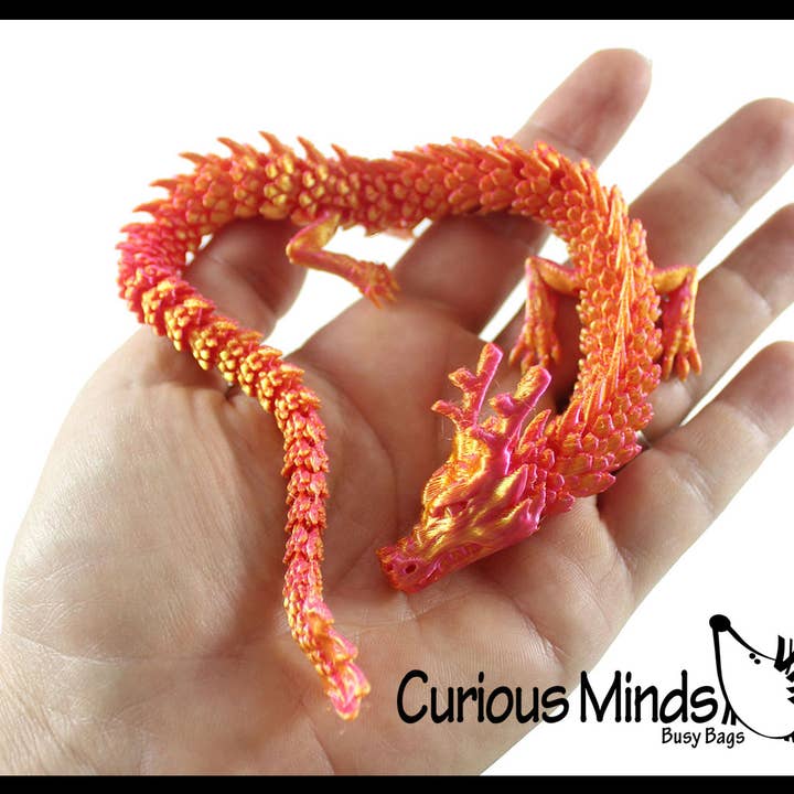 Curious Minds Toys - Wholesale Fidget Toy - Kids - 1 - 3D Printed Large 12" Dragon Wiggle Articulated Jointed M4