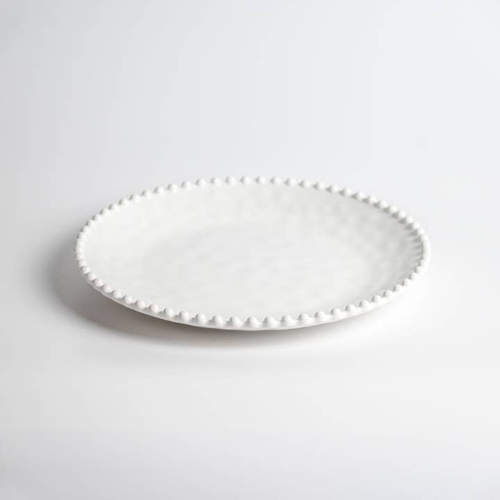 Cream Beaded Pearl 11 inch Melamine Dinner Plate | Set of 6 for wholesale on Faire