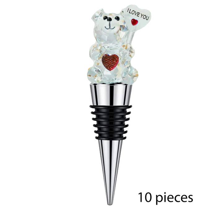 Angel Alert 911 Non-Profit Organization – wholesale Wine stopper – Swarovski-like Crystal I LOVE YOU Teddy Bear Wine Stopper