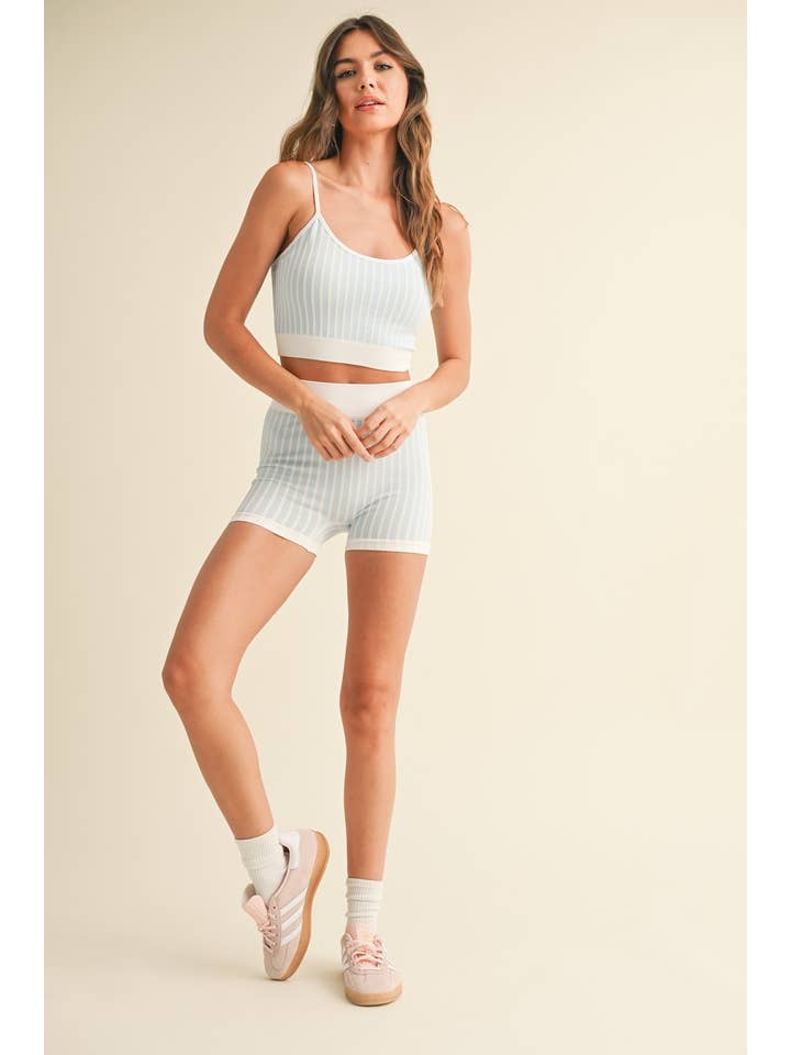 KIMBERLY C - Wholesale Sportkledingset - Dames - Gestreepte Cami Top en Shorts Set19