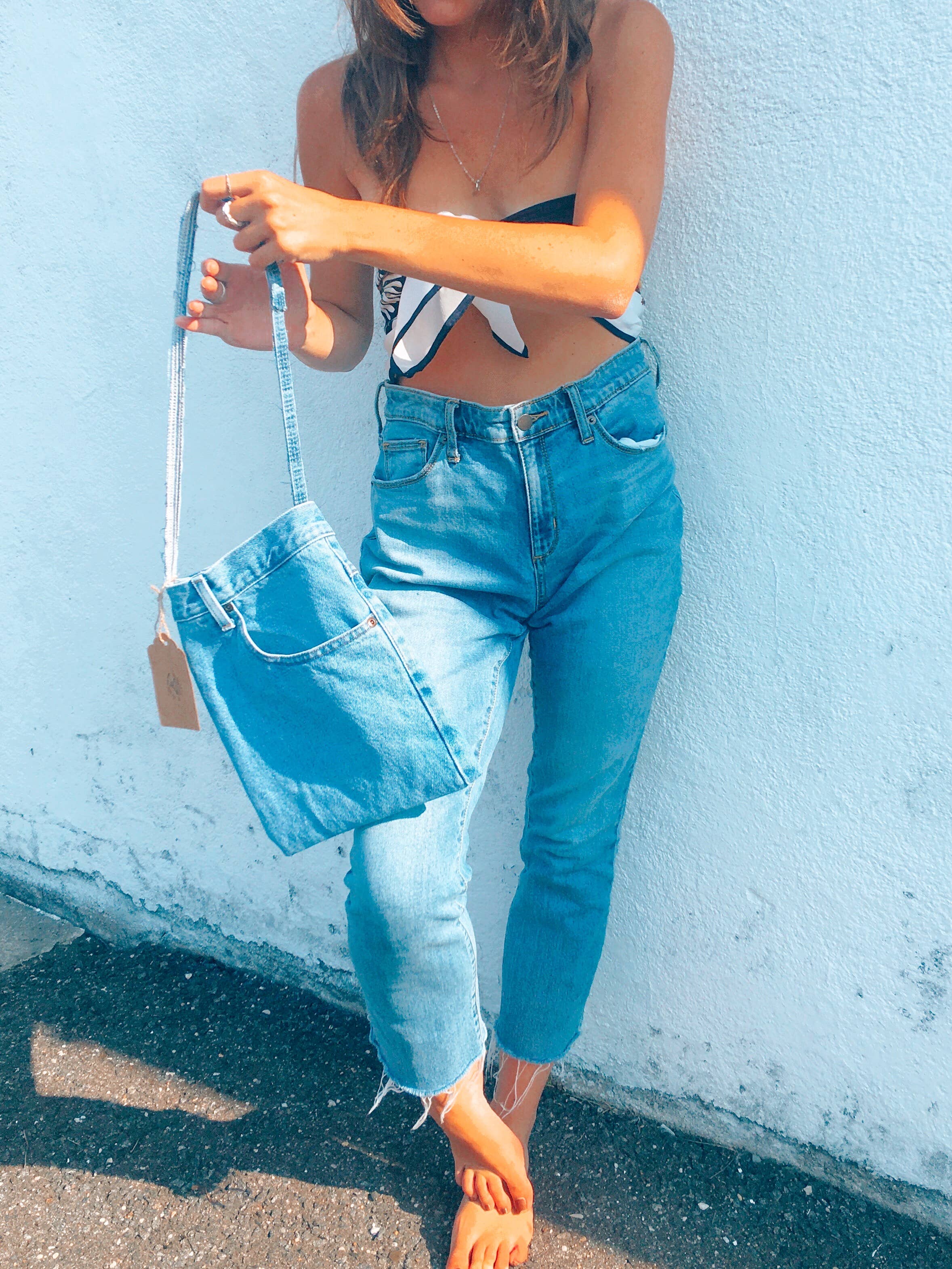 Feelin’Blue. - Wholesale Shoulder Bag - Women's - Repurposed Denim Pocket Purse10