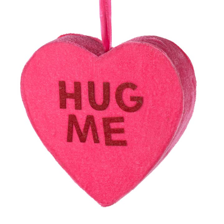 Cupids Valentine - Ornamento a forma di cuore di velluto da 9": Abbracciami rosa acceso per la vendita all'ingrosso da parte di Dunn Deals