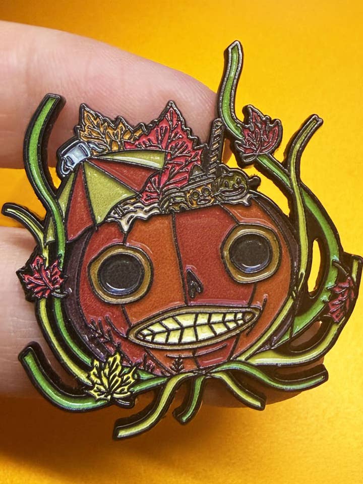 Summerween, Over the Garden Wall Hallowtiki, Tiki Enamel Pin for wholesale by Carrie Anne Hudson Art