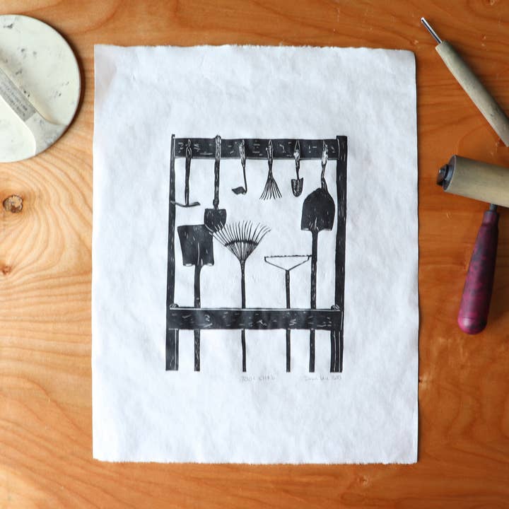 Verktygsskjul - Linocutstryck för wholesale av Camp Copeland Studio