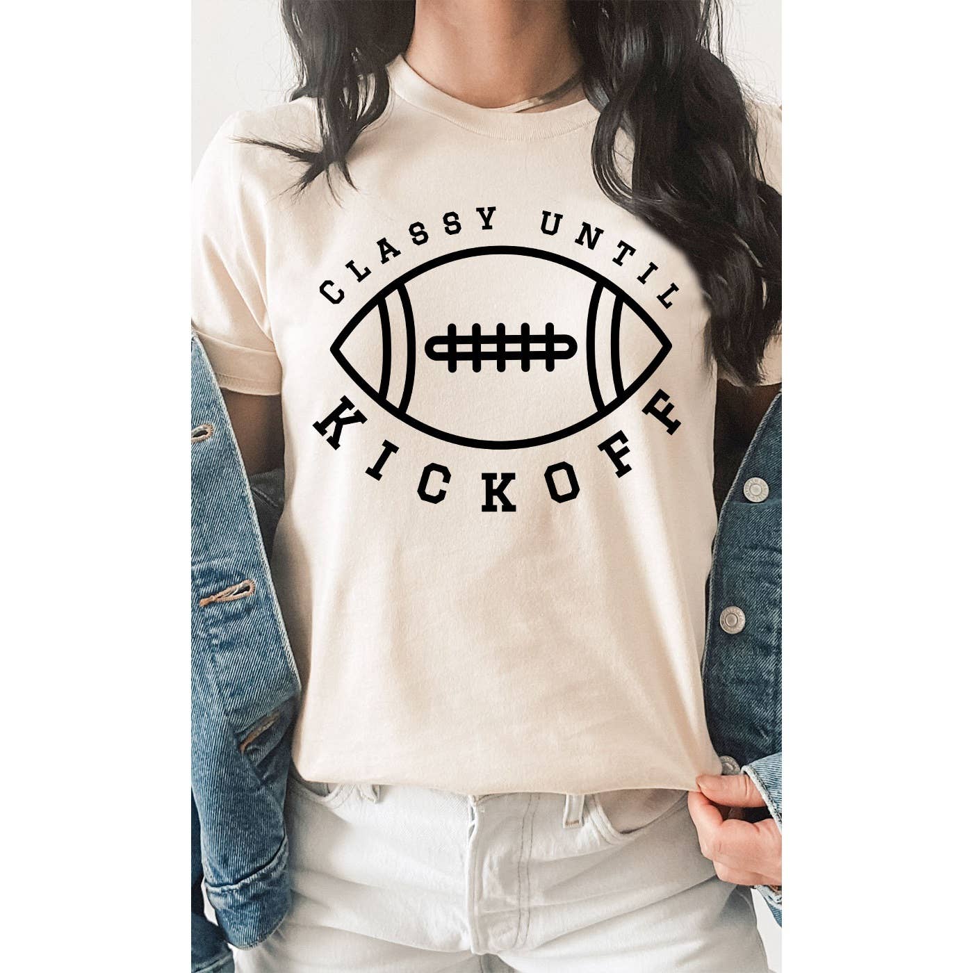 Kissed Apparel - Wholesale T-Shirt (Graphic) - Women's - Classy Until Kickoff Football Graphic Tee1