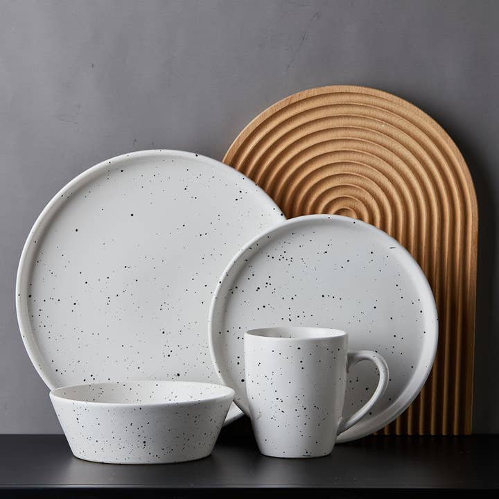 Jade Stoneware Dinnerware Set - White for wholesale by Stone + Lain