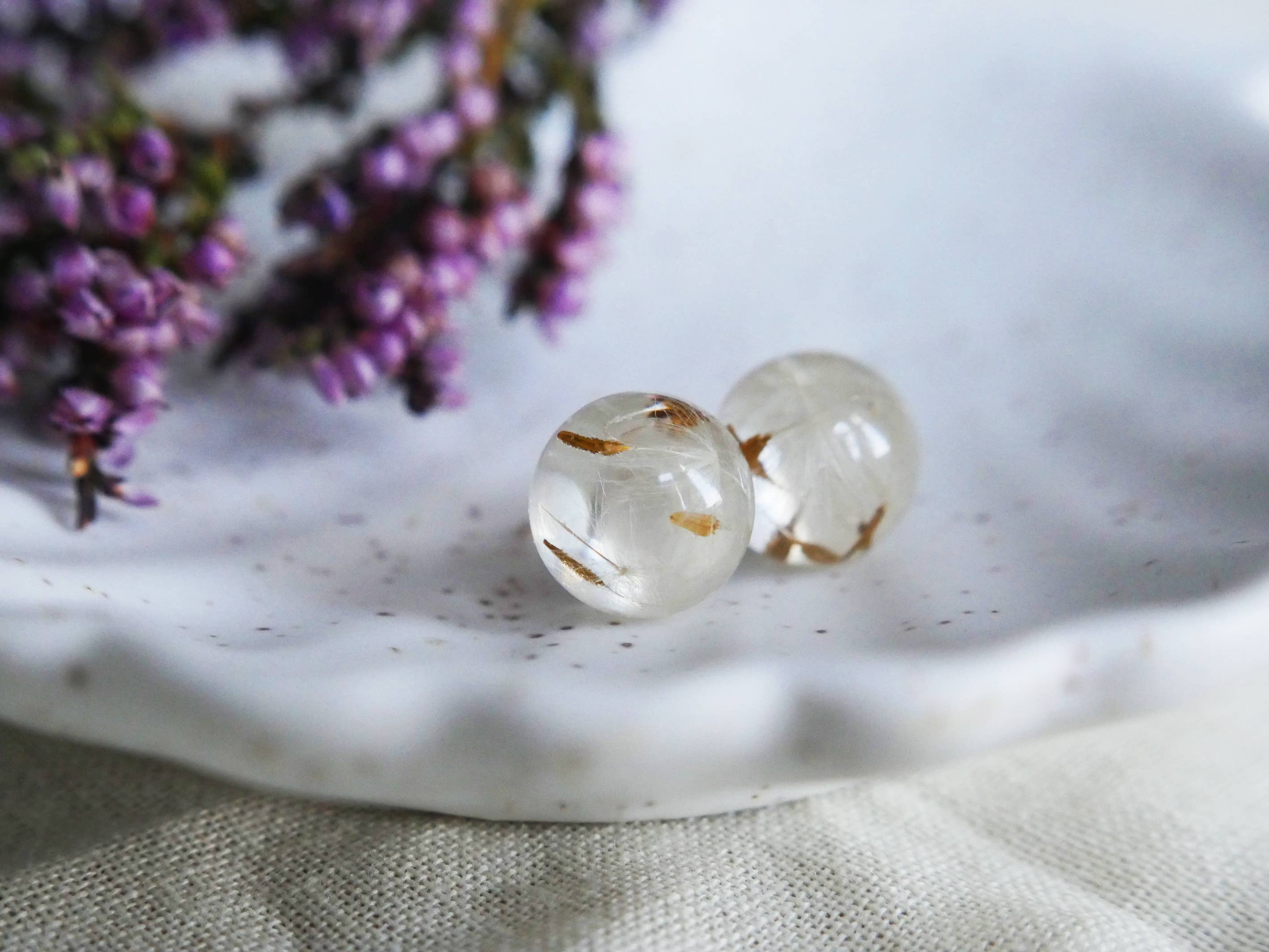 In The Heather – wholesale Stud/post earrings – Scottish dandelion seeds resin studs in sterling silver3