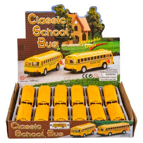 The Toy Network - Wholesale Toy Car/Truck - Kids - 5" Diecast Pull Back Classic School Bus   12/Display6