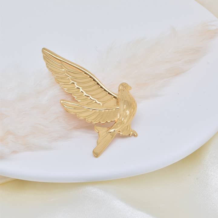Stainless steel eagle pattern pin brooch - BH500026 for wholesale by Kapyco