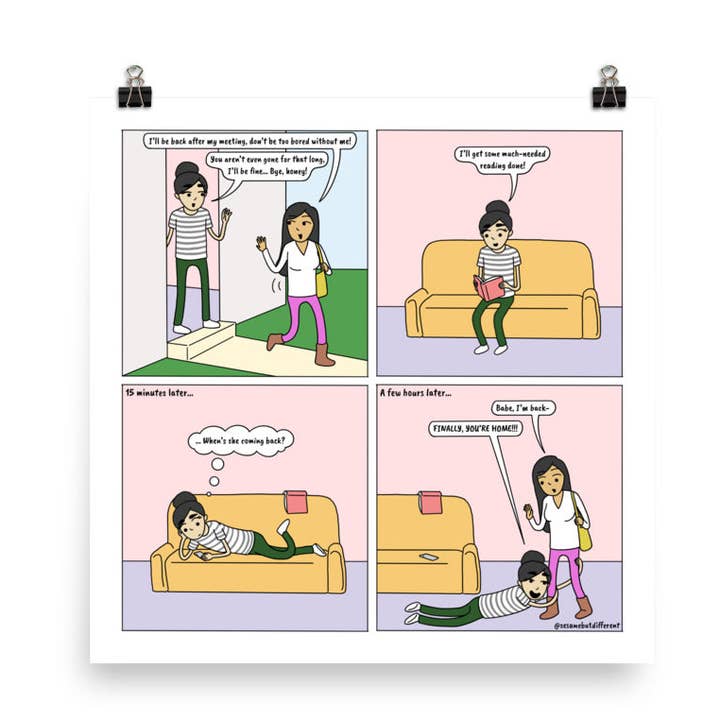 Poppys möte | Gulligt lesbiskt förhållande | Pride-gåvor | HBTQ-serietidningstryck för wholesale av Sesame But Different