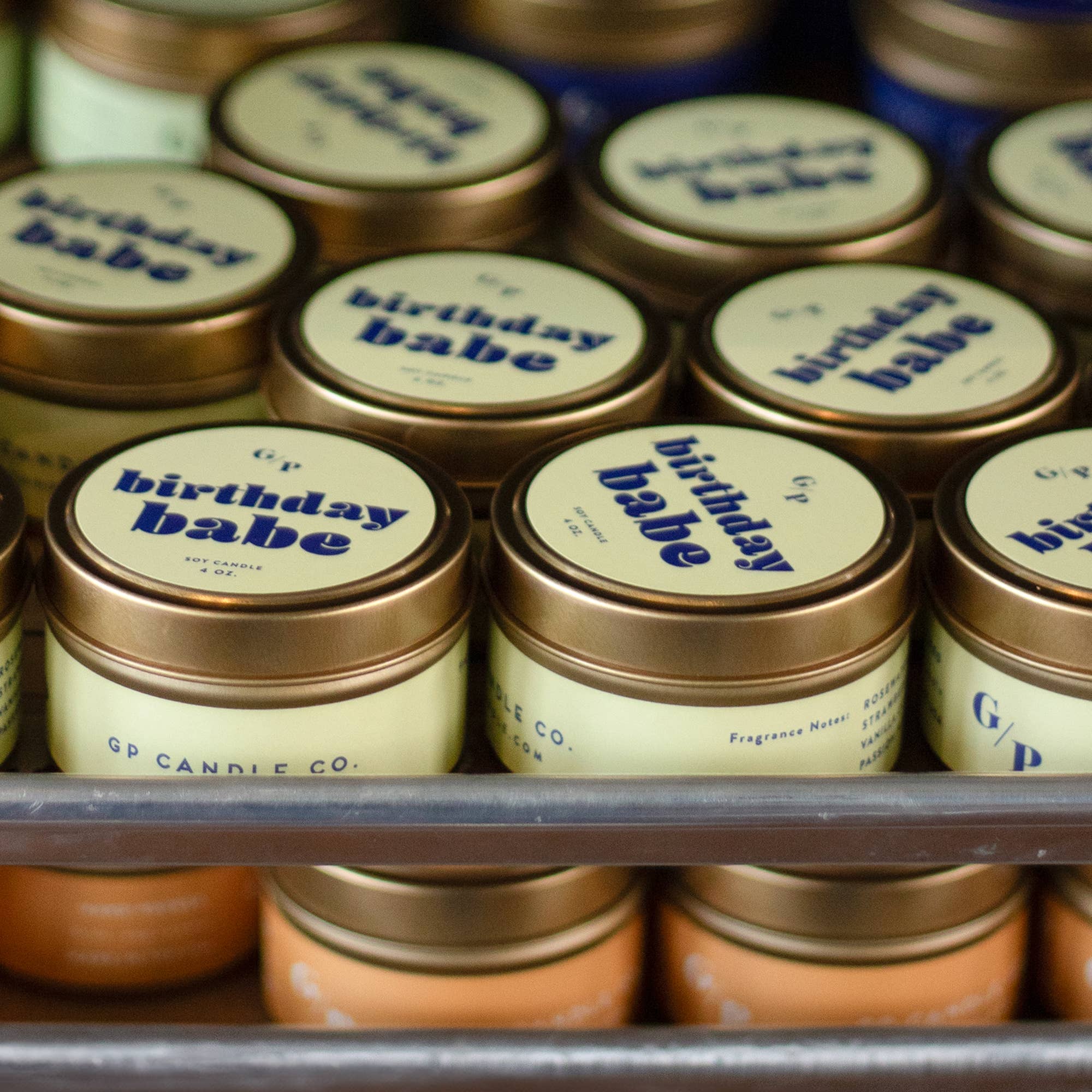GP Candle Co. - Wholesale Travel Candles - Birthday Babe Just Because 4 oz. Candle Tin5