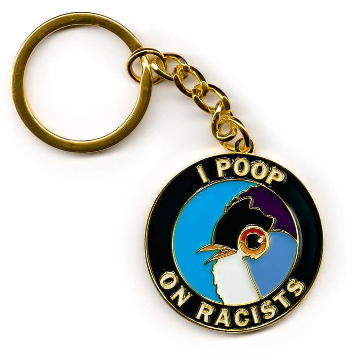 Poop on Racists Keychain for wholesale by The Mincing Mockingbird