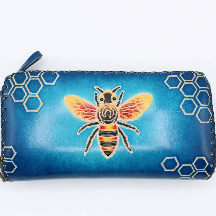 Sunflower Handmade leather inc – Carteira - Mulher por atacado – Carteira artesanal em couro para abelhas