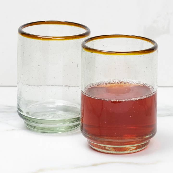 Amber Rim Medium Stacking Drinking Glass, Glassware for wholesale by Sobremesa
