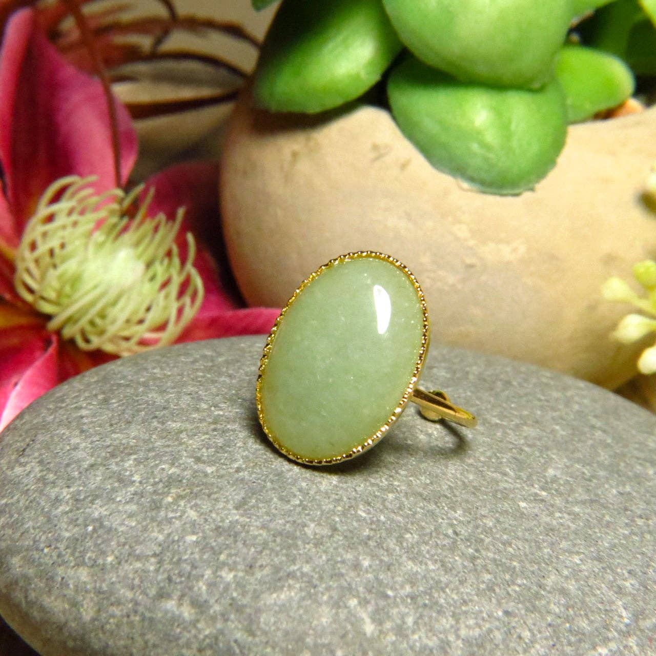 TOURMALYN - Wholesale Cocktail/Statement Ring - Fine gold gilded Aventurine stone ring11