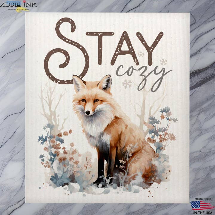 Spugna svedese Stay Cozy Winter Fox Woodland per la vendita all'ingrosso da parte di ADDLE iNK