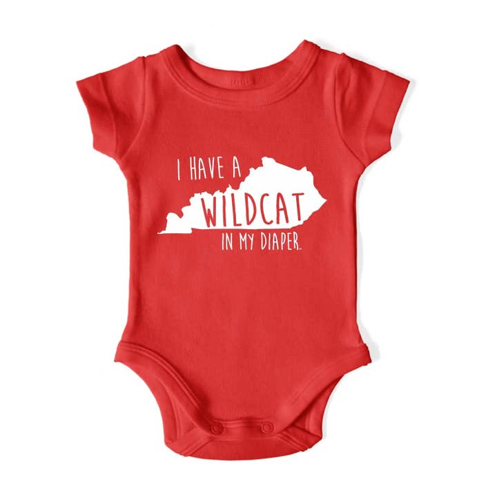 I HAVE A WILDCAT IN MY DIAPER Louisville Sports Fan Baby One Piece for wholesale by In My Diaper
