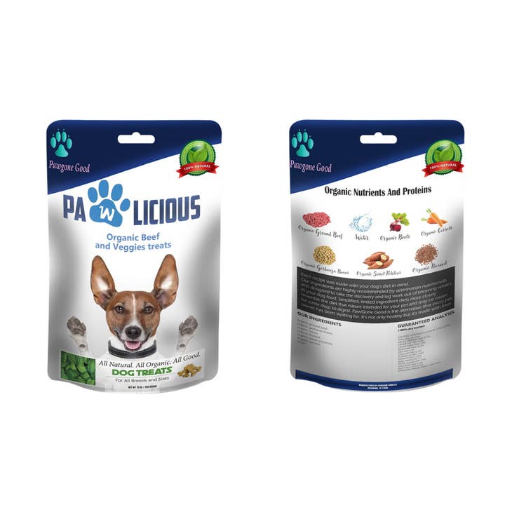 Pawlicious Organic Beef and Veggies Sample Bags (1 oz) for wholesale by PawGone Good