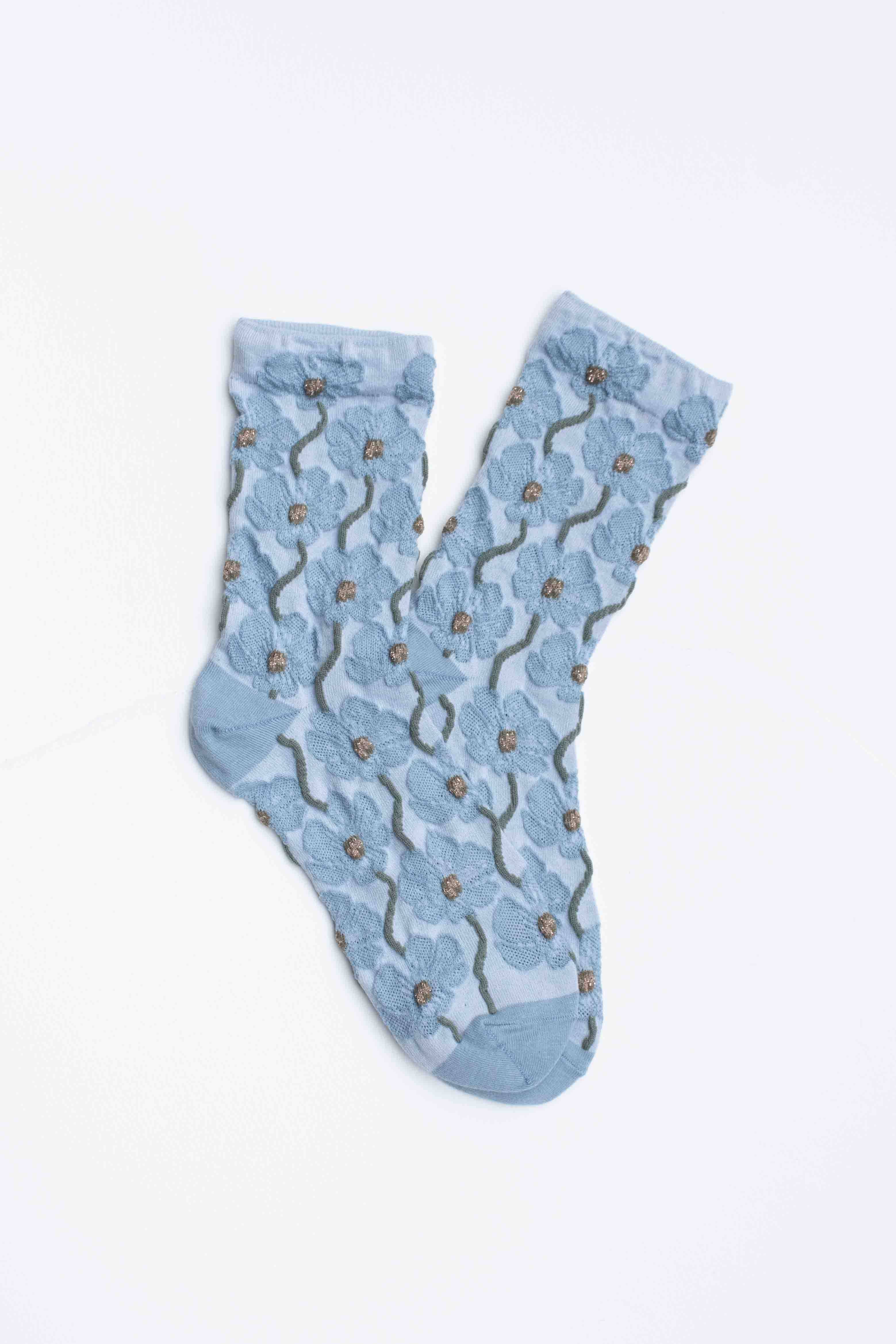 Tiepology - Vente Chaussettes – femme - Chaussettes en mélange de coton à motif floral.8