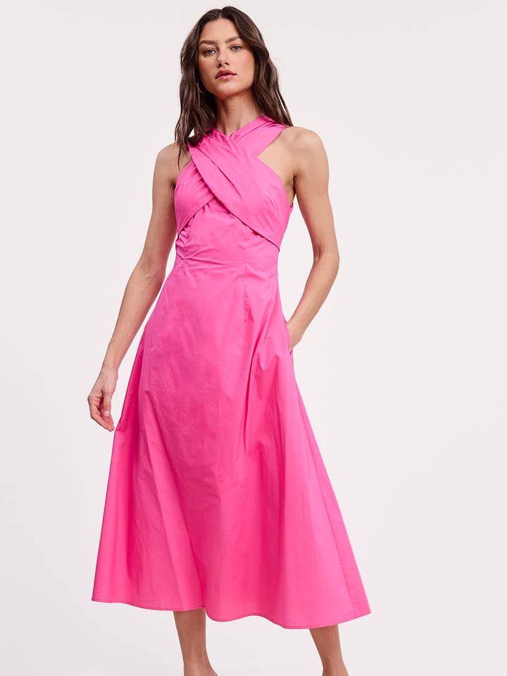 Ultramarine - Wholesale Dress - Women's - Halter Neck Solid Midi Dress0