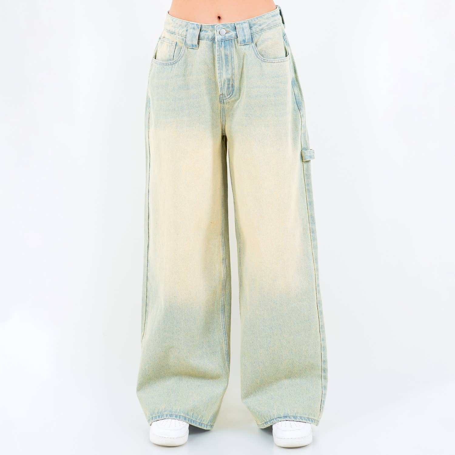 American Bazi - Wholesale Jeans - Women's - WIDE LEG LIGHT WASH JEANS-RJH59727