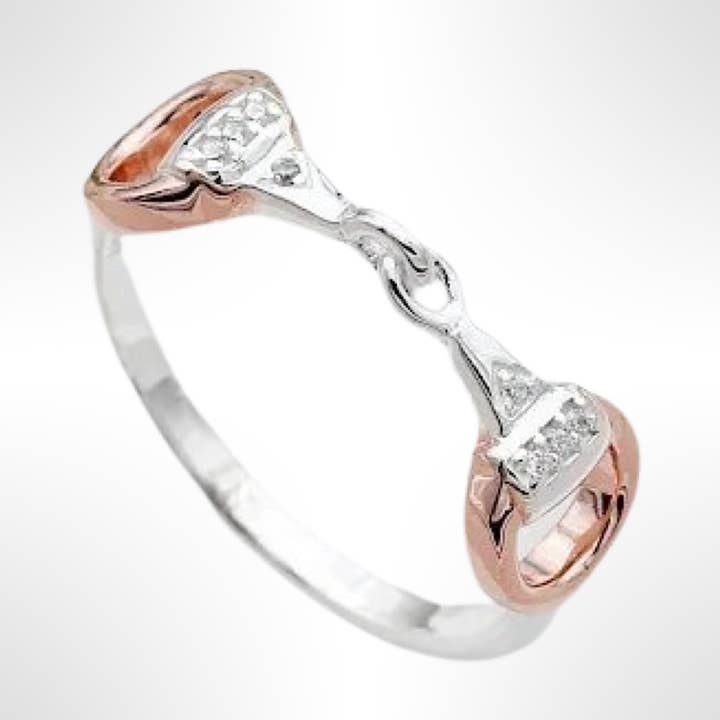 Bague Equestrian Horse Snaffle Bit en argent sterling bicolore pour la vente par Westrian International